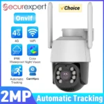 2MP 1080P 4G Outdoor HD PTZ IP Speed Dome Camera Auto Tracking Video Surveillance WiFi Camera CCTV Two Way Audio Support Onvif